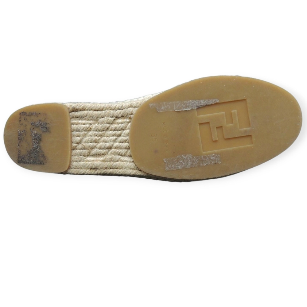 FENDI‎ Cream/Brown Espadrille Flats Size 5 - Picture 5 of 8